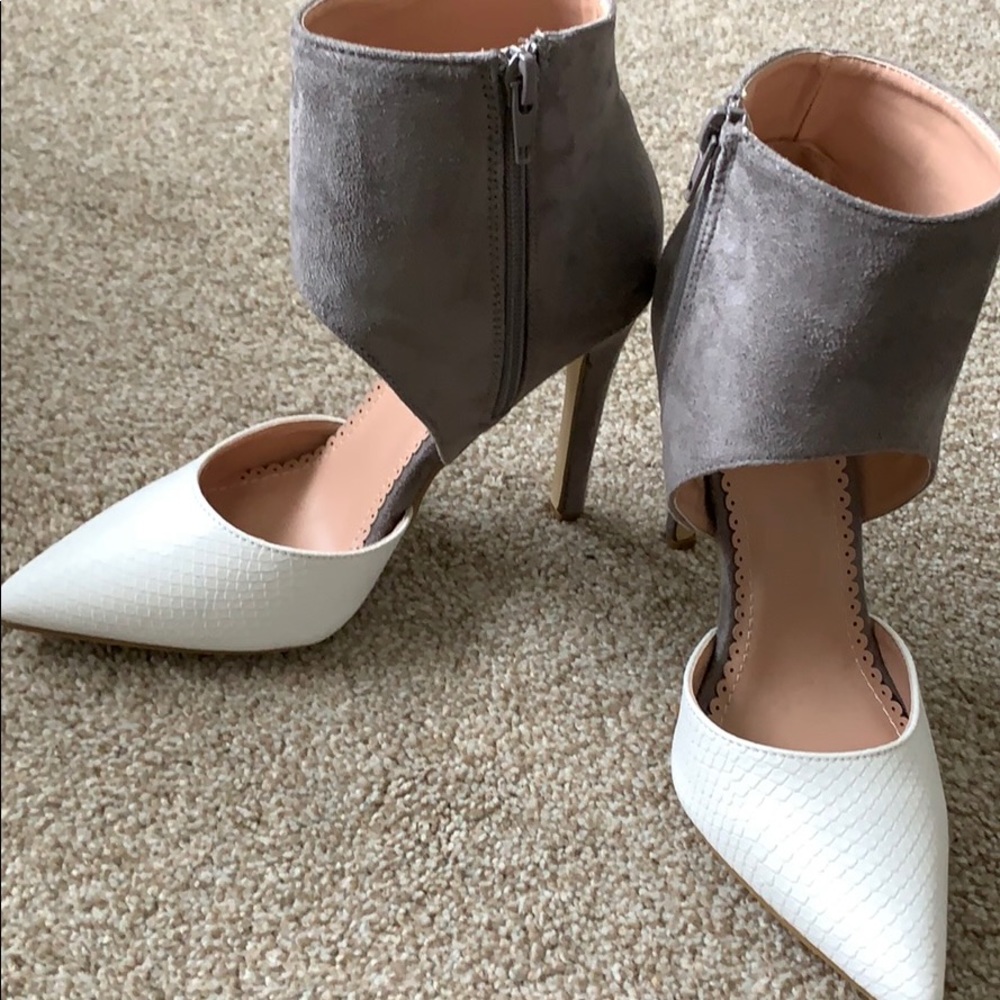 White and gray heels